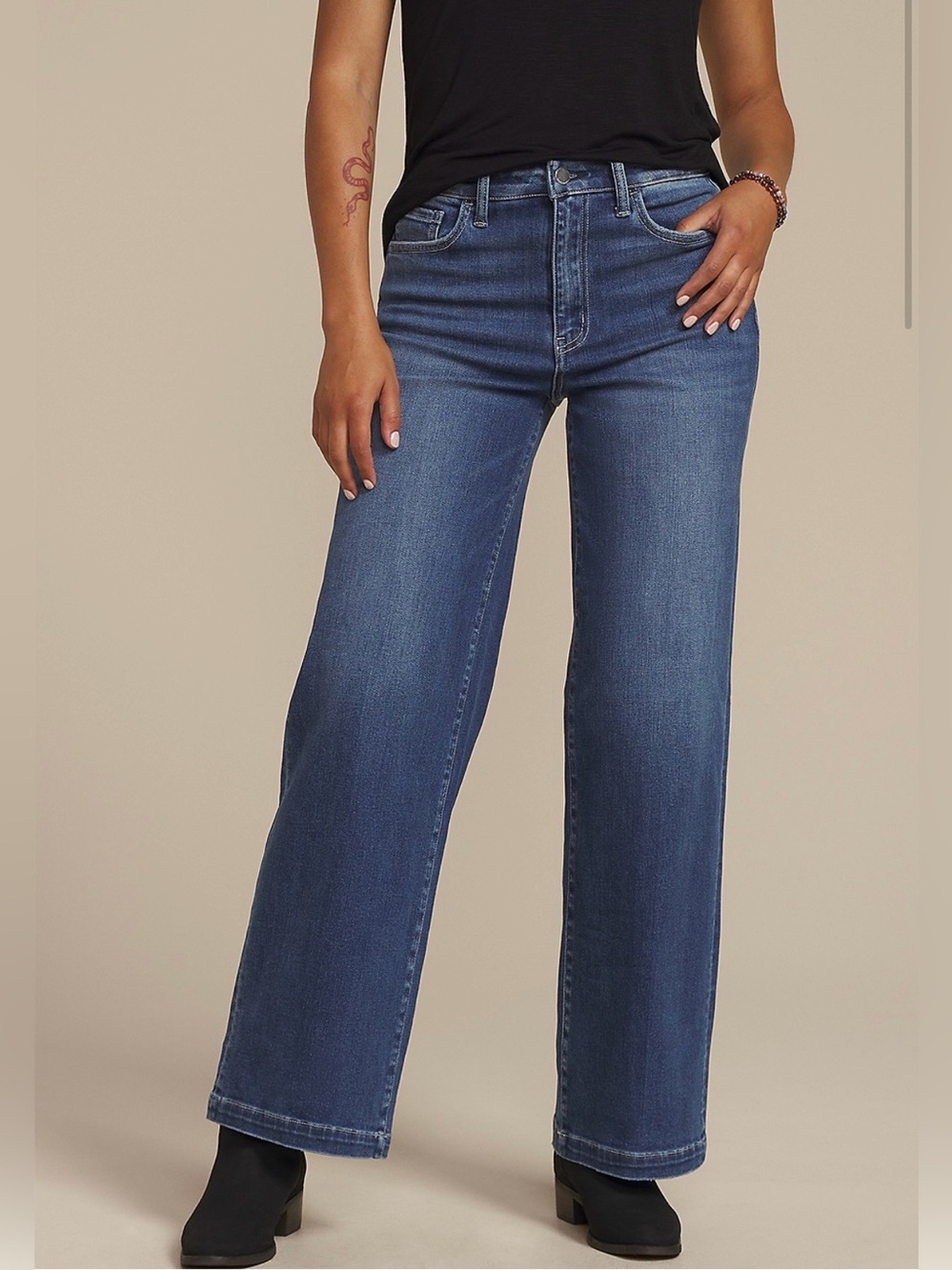 NWT Flying Monkey Stretch Dark High Rise Wide Leg Relaxed Fit Jeans Size 32 x 32